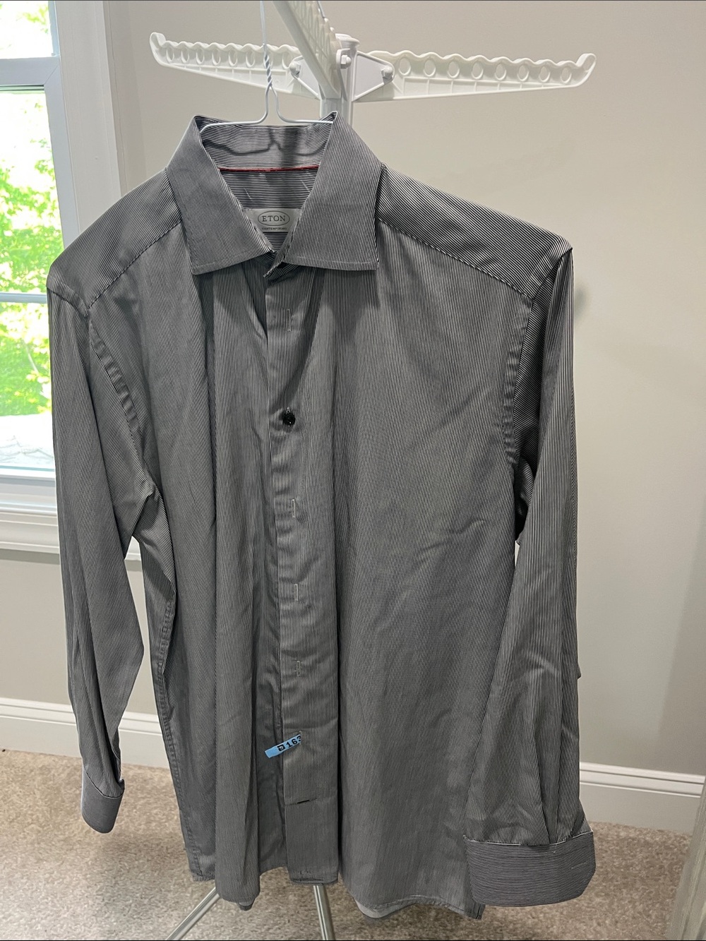 Eton Men's Dress Shirt in Charcoal Gray Stripe